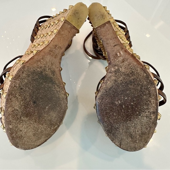 Gucci Studded Cecyl Leather Wedges - Picture 13 of 16